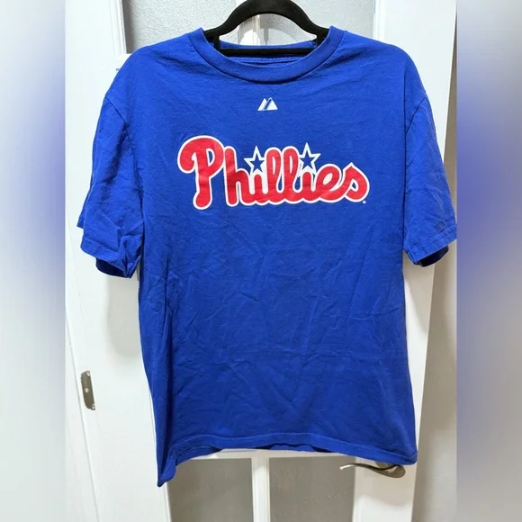 Philadelphia Phillies Jayson Werth #28 Majestic T-Shirt -Blue -Medium - Picture 2 of 8